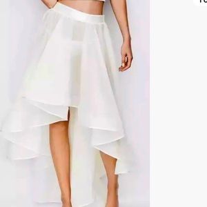 Victoria Secret High/Low White Ruffle Skirt with Sequin Waistband